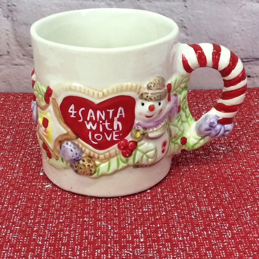 Vintage 1993 Ceramic Christmas Coffee Mug 4 Santa With Love